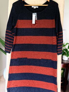 August Silk NWT Striped Sweater Dress Tunic Size L